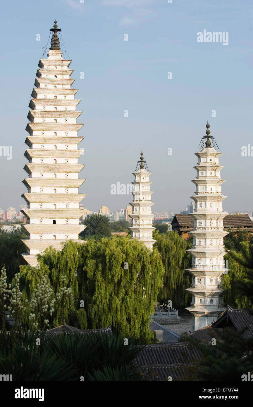 China, Beijing, Ethnic Minorities Park, a copy of the Three Pagodas in Dali Stock Photo