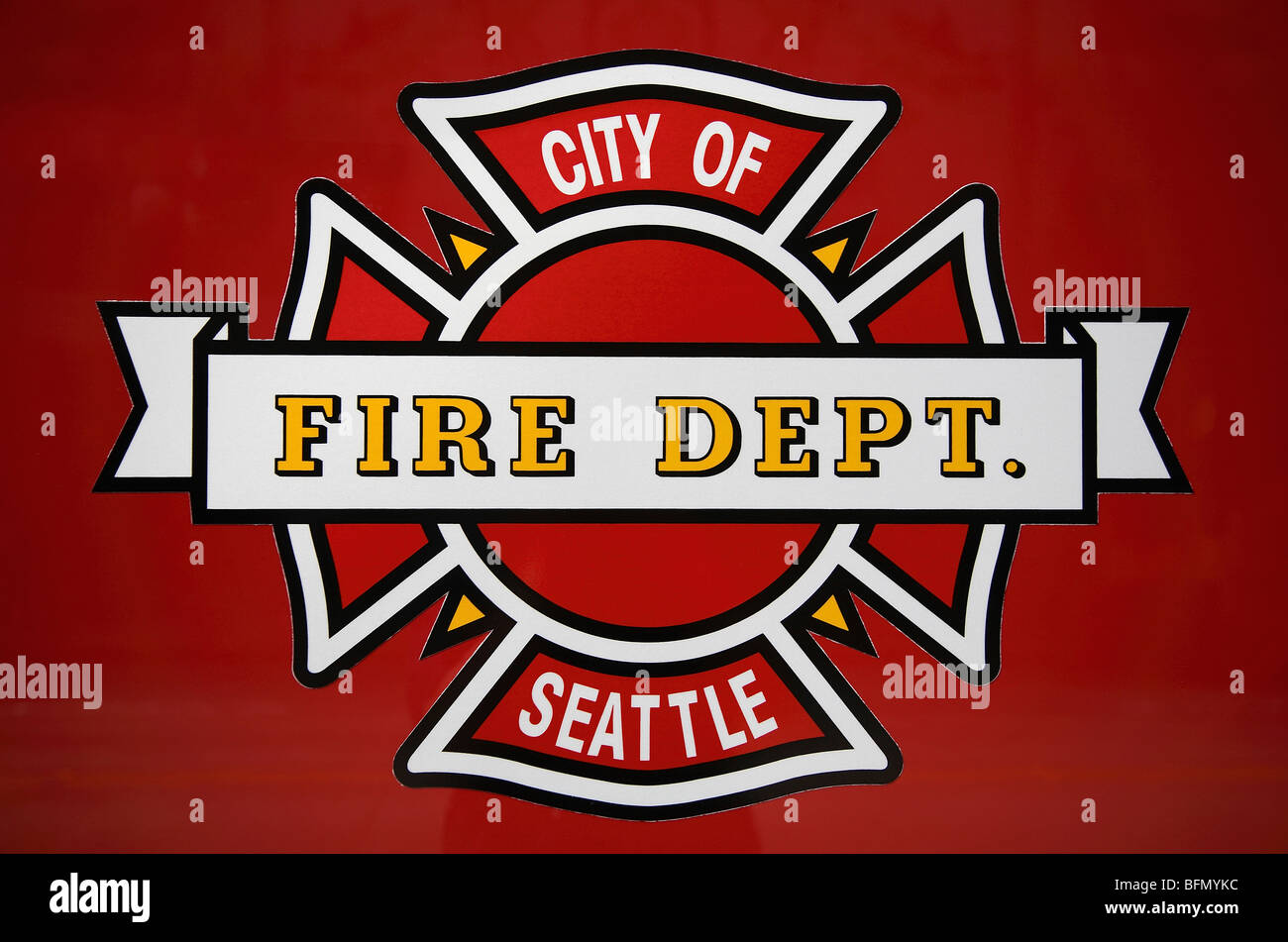 United States of America, Washington, Seattle, emblem of the City of Seattle Fire Department. Stock Photo