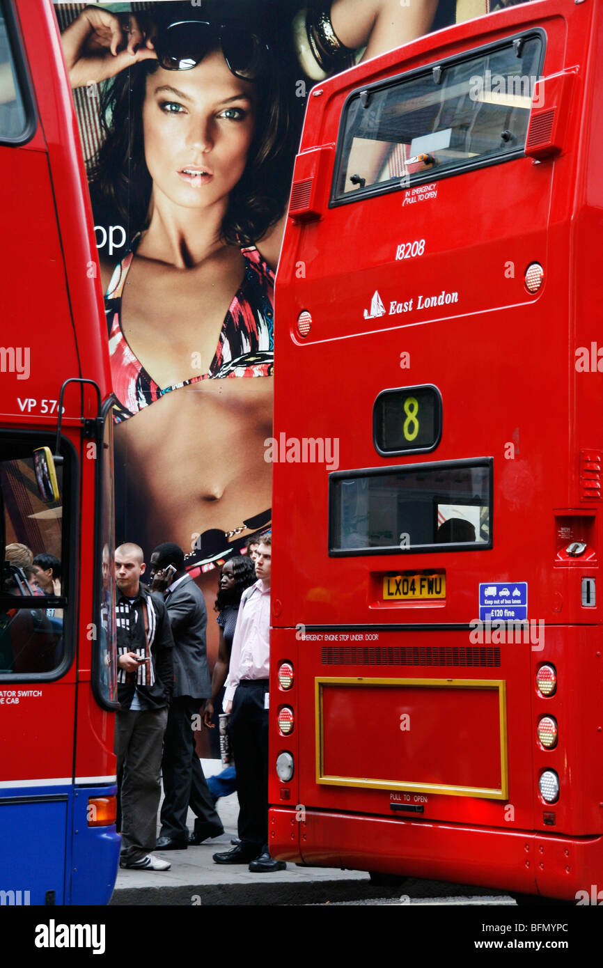 England, London. London Busses on Oxford Street Stock Photo