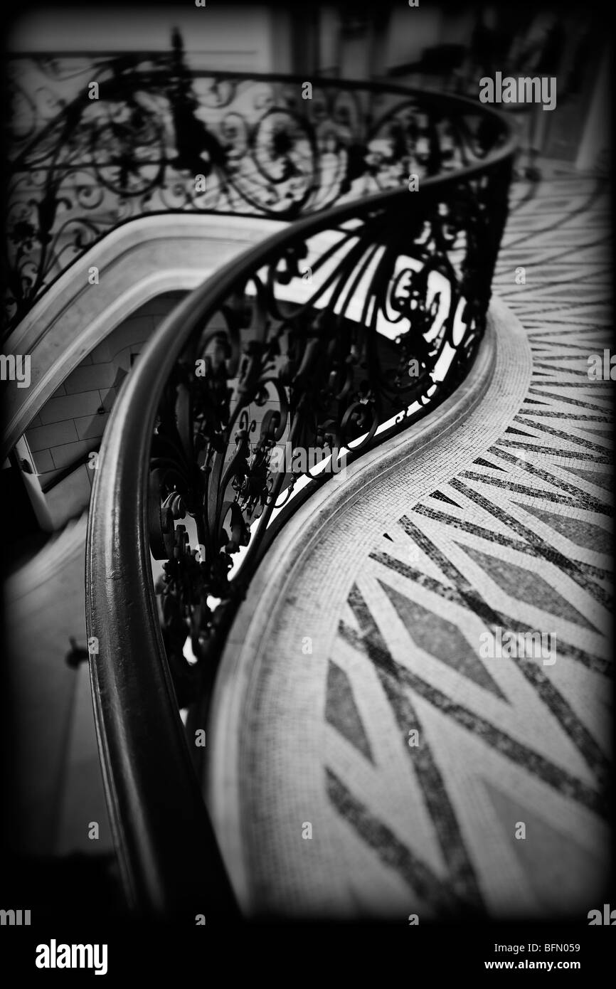 France, Paris, Ile De France, the handrail detail of the staircase in the Petit Palais, home of City of Paris Museum of Fine Art Stock Photo
