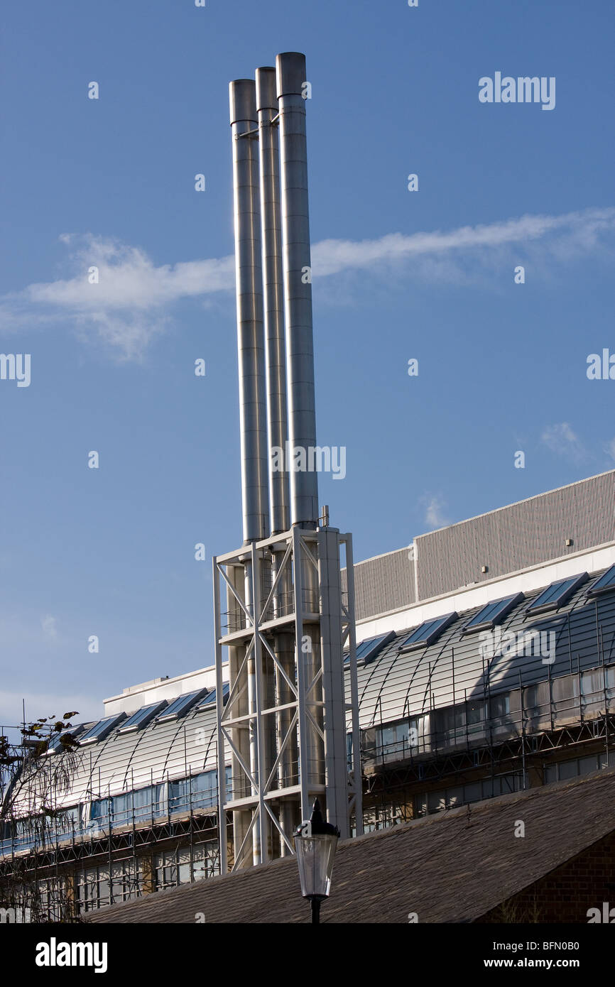 Industrial chimneys on the Chelsea and Westminster Hospital. Stock Photo