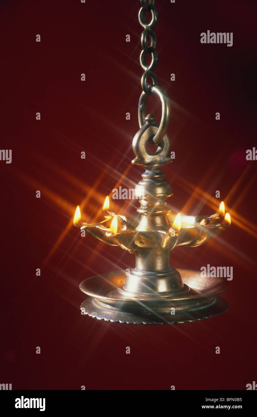 Diwali festival ; hanging oil lamp ; Bombay ; Mumbai ; Maharashtra