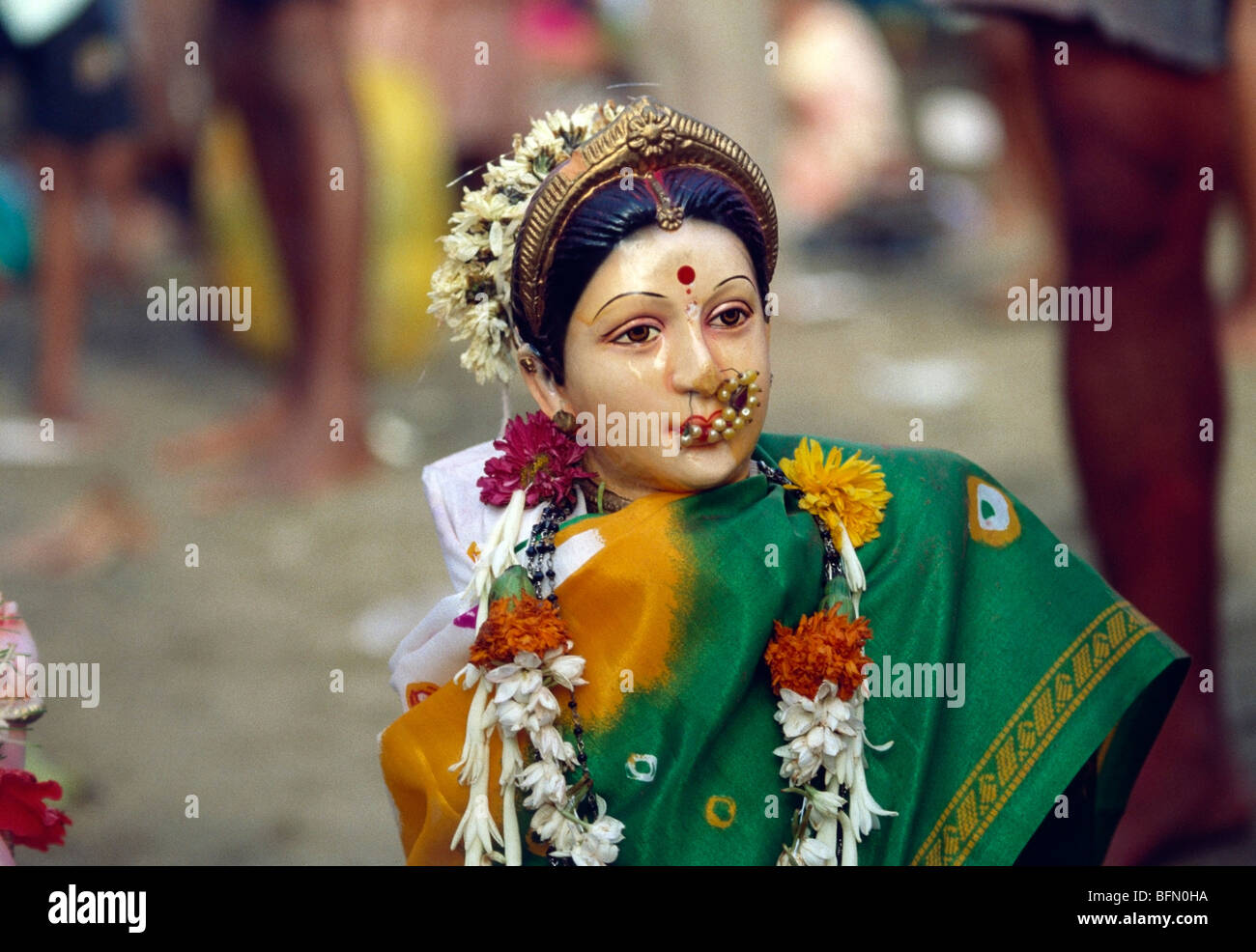 Ganesh Chaturthi festival ; Ganesha mother Gauri idol ; Bombay ...