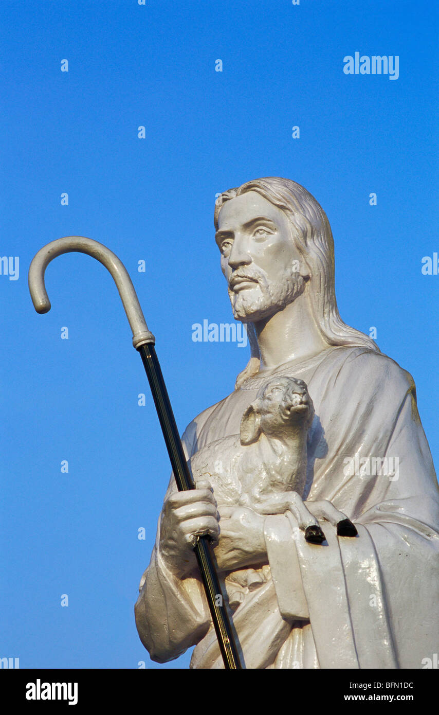 Jesus Christ holding sheep statue ; St. Patrick Cathedral ; Pune ; Maharashtra ; India ; asia Stock Photo