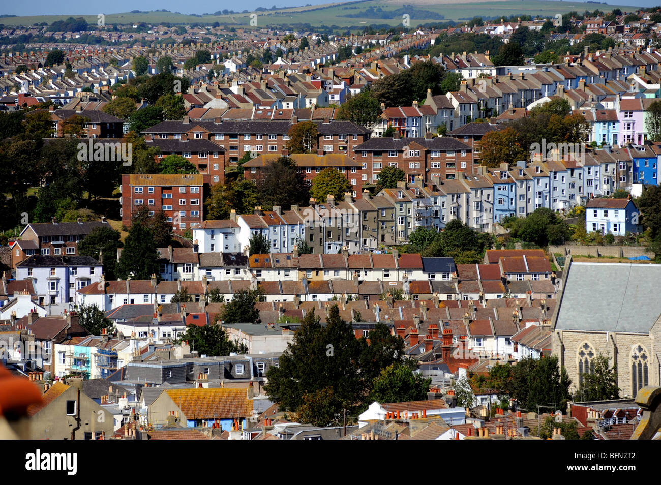 Rows of terraced houses in the centre of brighton Stock Photo Alamy