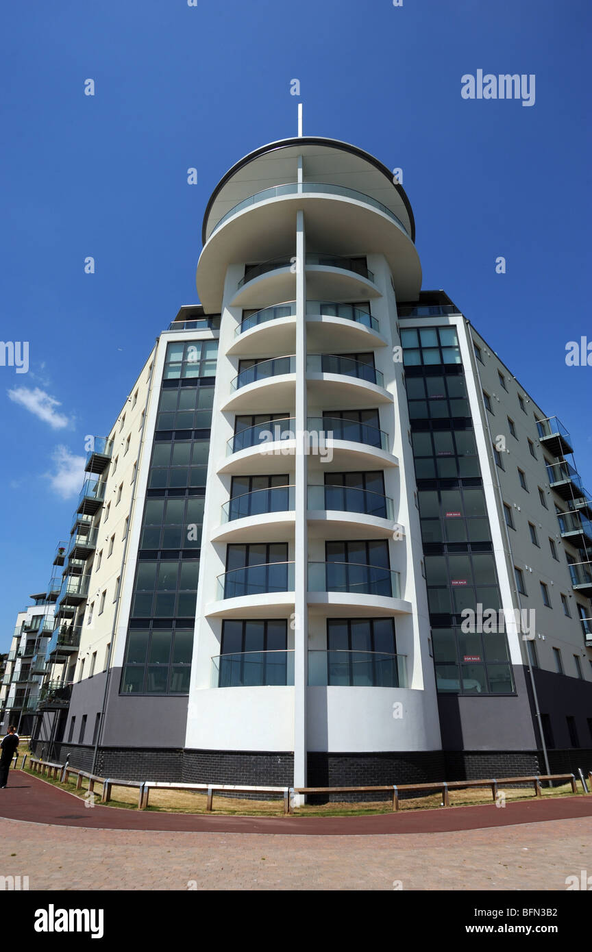 New build apartments at newhaven marina Stock Photo Alamy