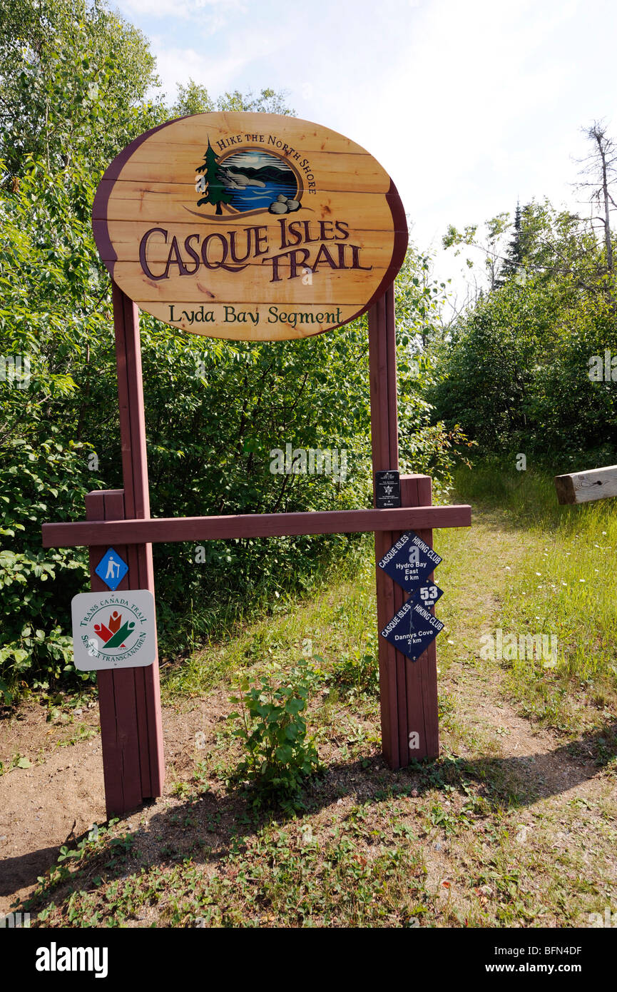 Casque IslesTrail at Aguasabon River Gorge Highway 17 Trans Canada Lake Superior Circle Tour Rossport Ontario Canada Stock Photo