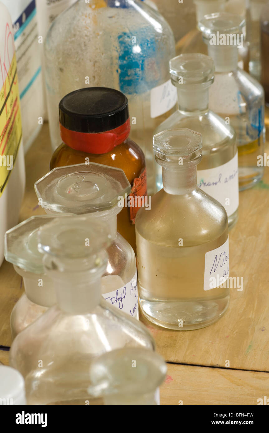 Medical bottles inside a laboratory Beirut Lebanon Middle East Asia Stock Photo