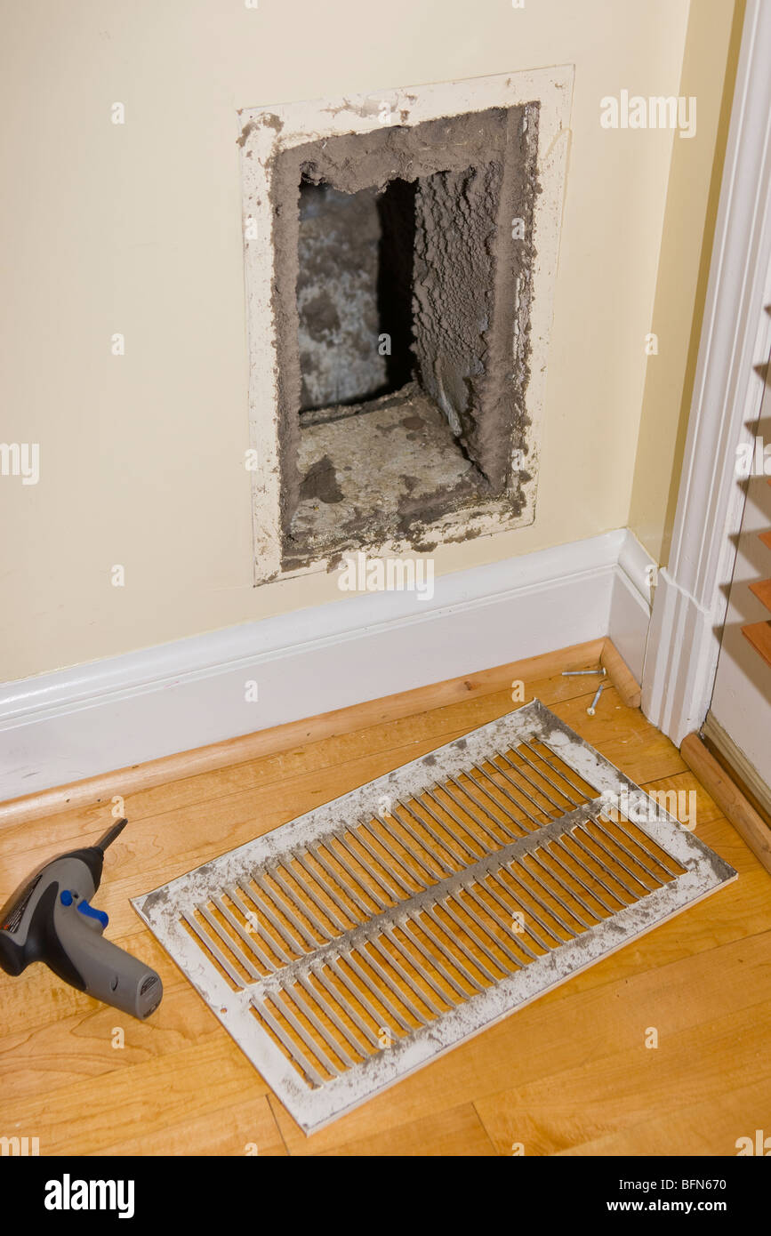 ARLINGTON VIRGINIA USA Dirty return duct during duct cleaning