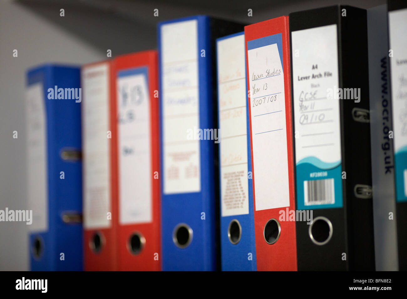 ring binder course notes and filing on a shelf in a school PE