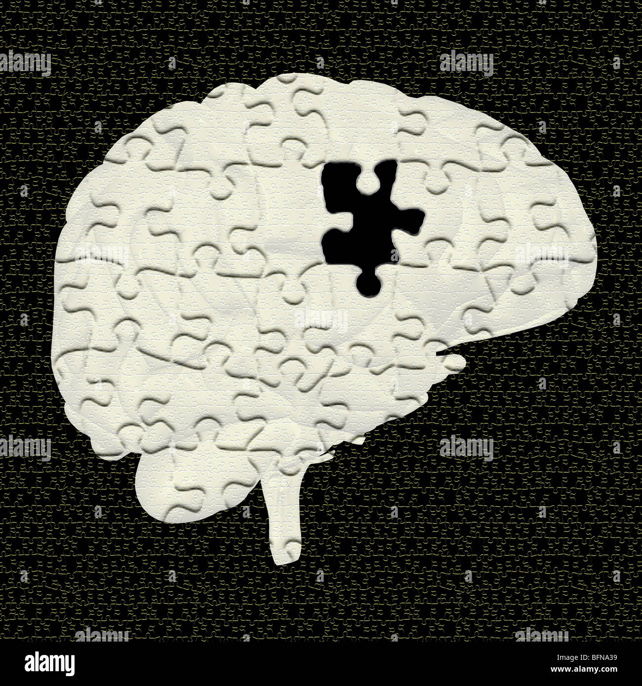 Illustration of the human brain depicted as a puzzle or mystery Stock Photo