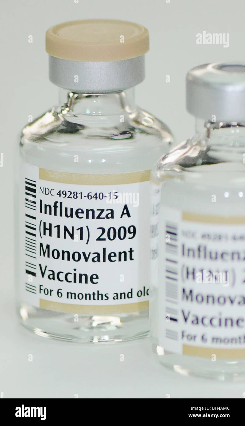 H1N1 swine flu influenza vaccine prepared for the 2009/2010 epidemic Stock Photo