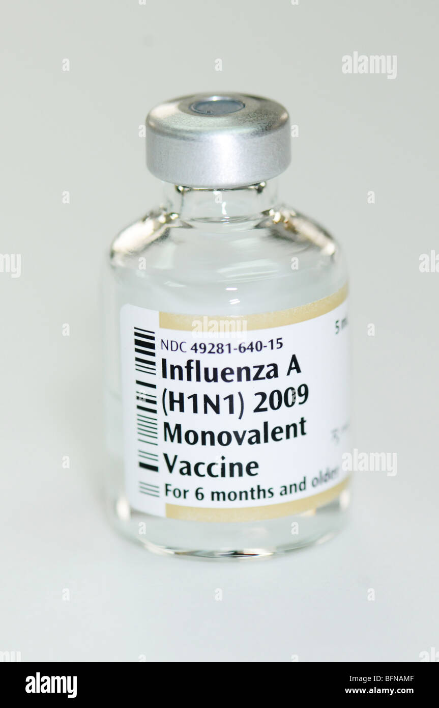 H1N1 swine flu influenza vaccine prepared for the 2009/2010 epidemic Stock Photo
