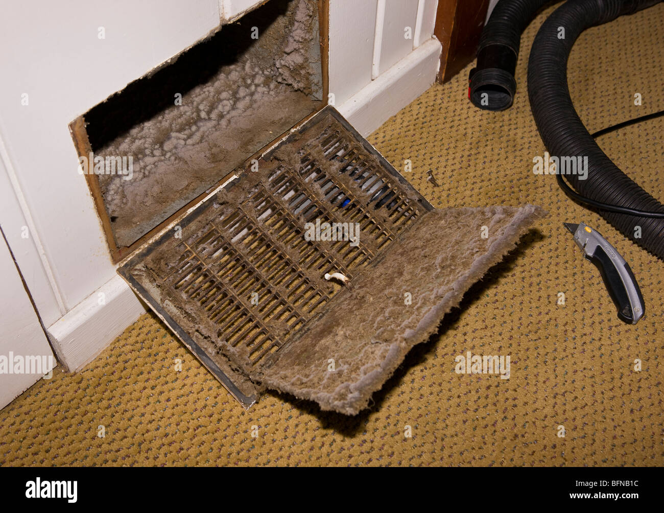 ARLINGTON, VIRGINIA, USA - Dust build up in house duct. Stock Photo