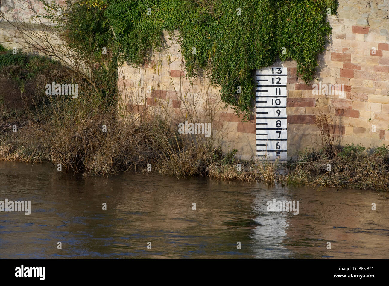 River Tweed Kelso Scotland November 2009 the river high water marker