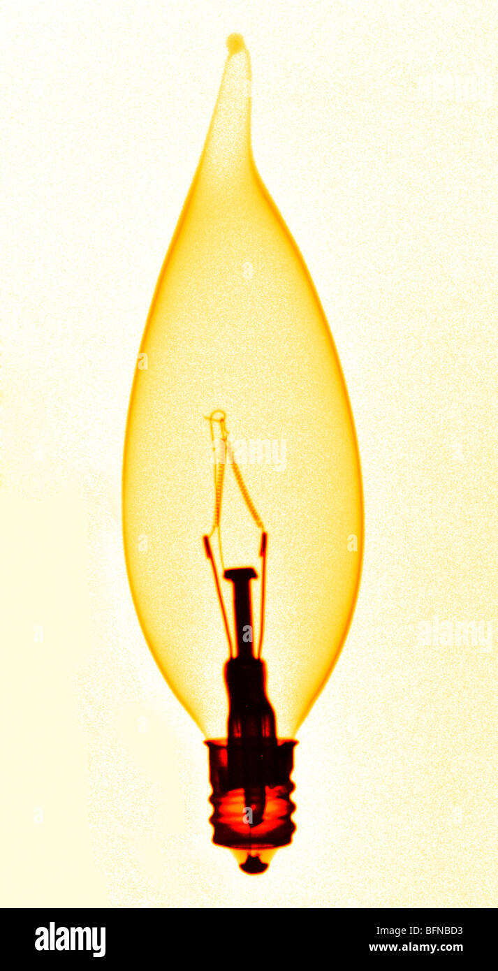 color enhanced x-ray of an incandescent light bulb Stock Photo