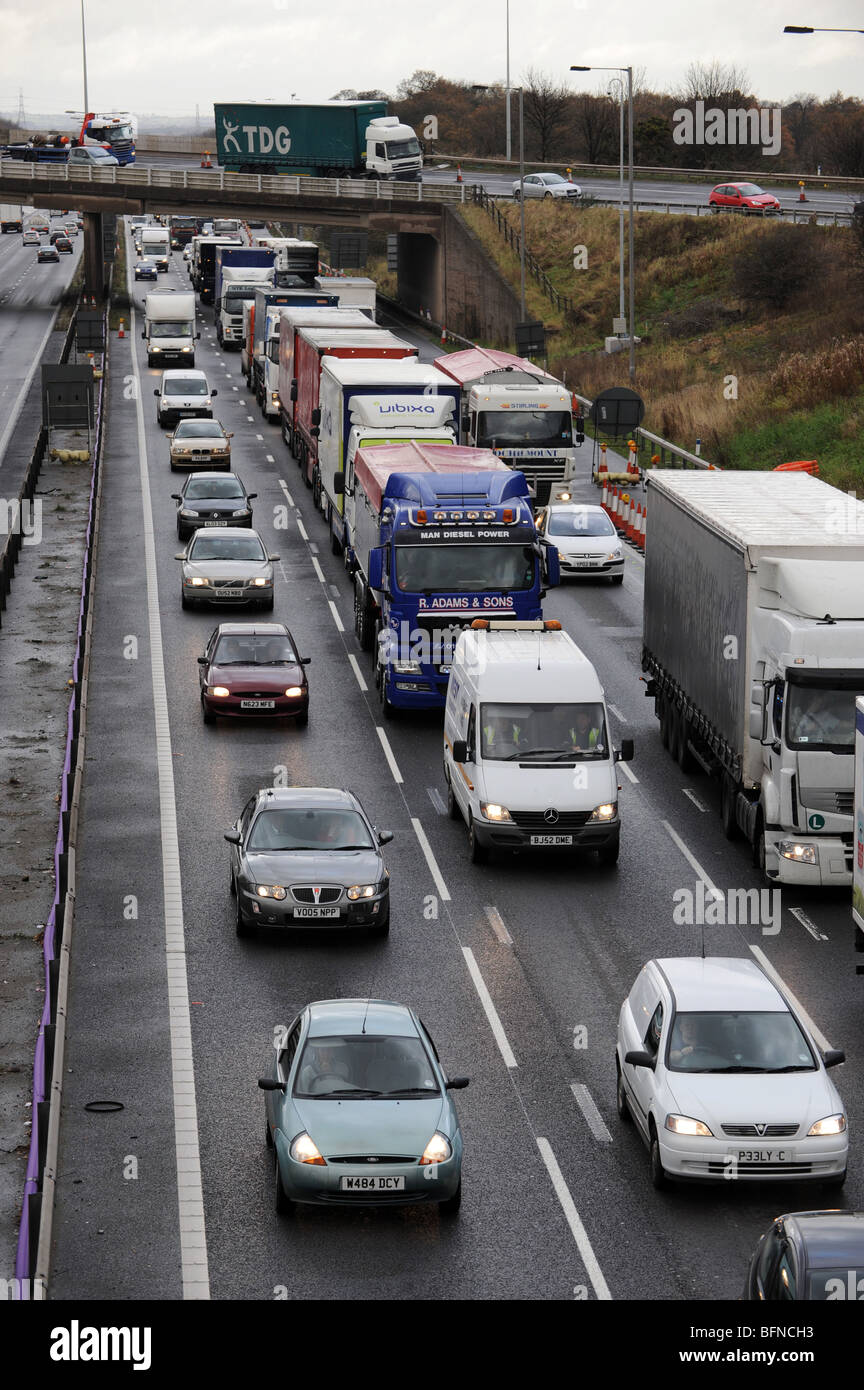 Traffic congestion at M6 motorway junction with the M54 Stock Photo