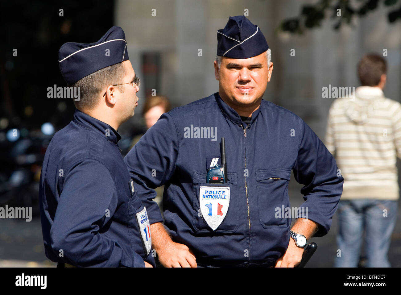 French National Police officers in Paris, France. Stock Photo