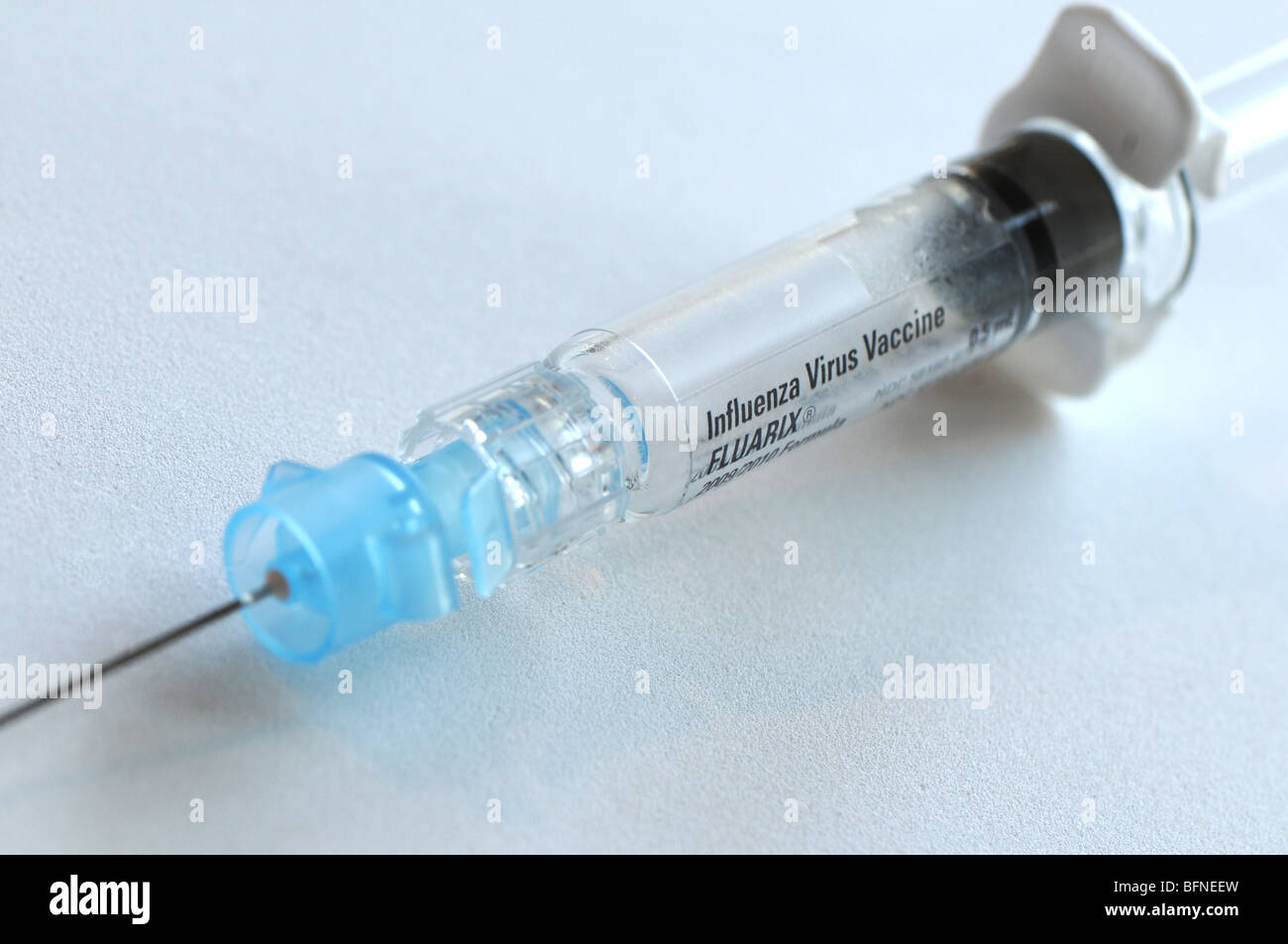 Influenza virus vaccine manufactured for the 2009/2010 flu season.  The brand name of this preparation is Fluarix Stock Photo