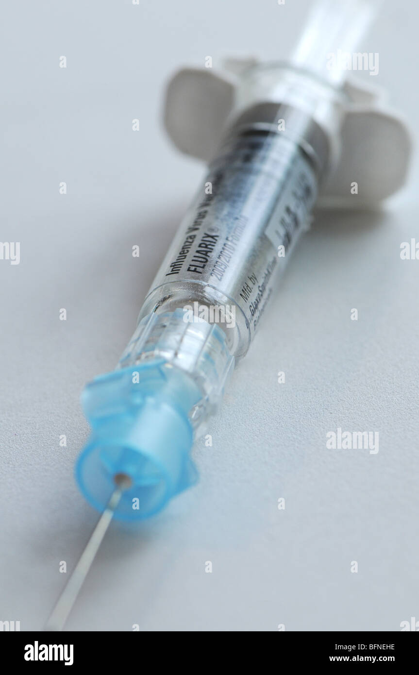 Influenza virus vaccine manufactured for the 2009/2010 flu season.  The brand name of this preparation is Fluarix Stock Photo