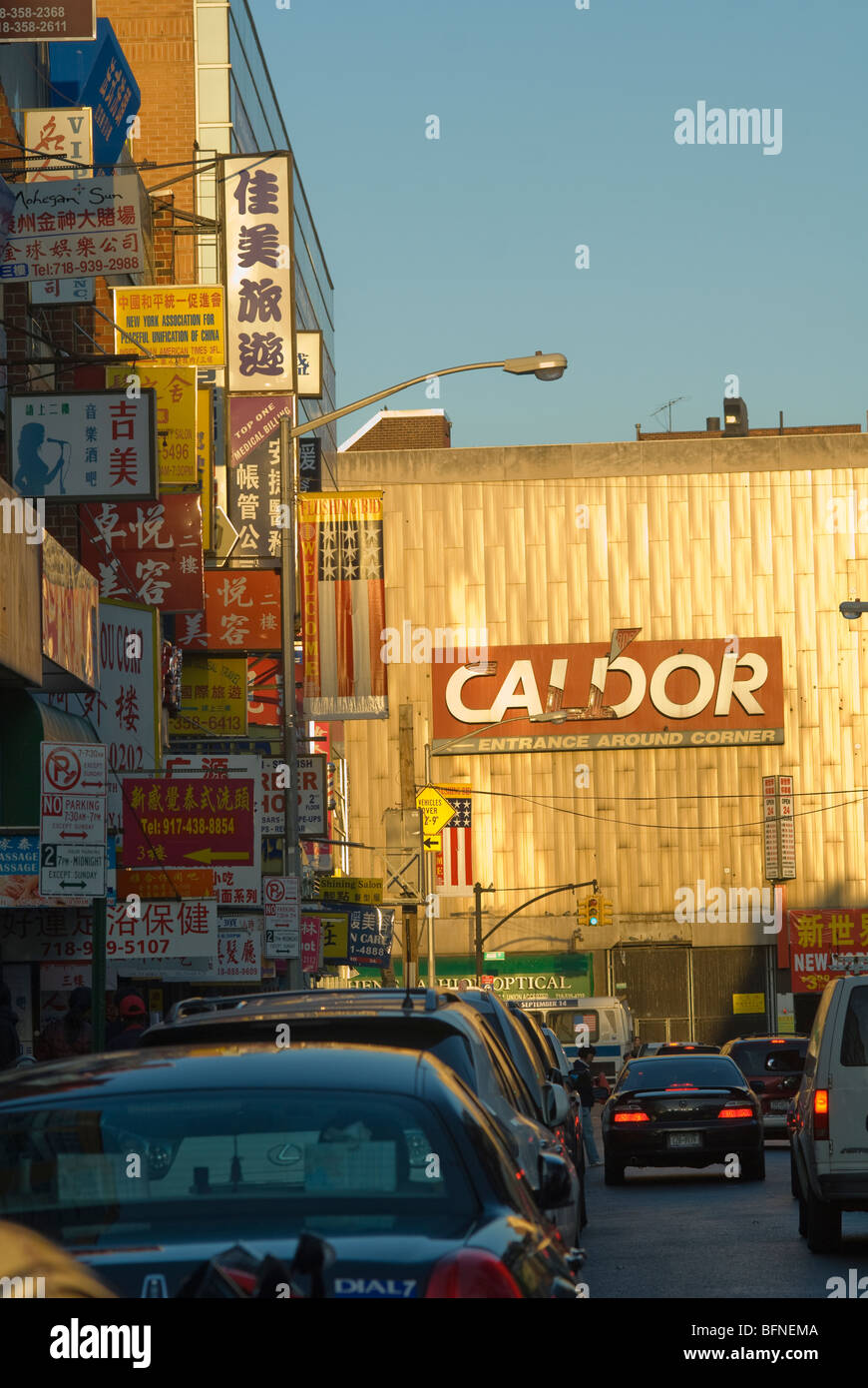 The neighborhood of Flushing in the borough of Queens in New York Stock