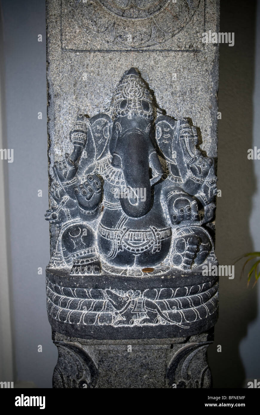Detail of a decoration depicting Ganesh, the elephant God, in the Hindu