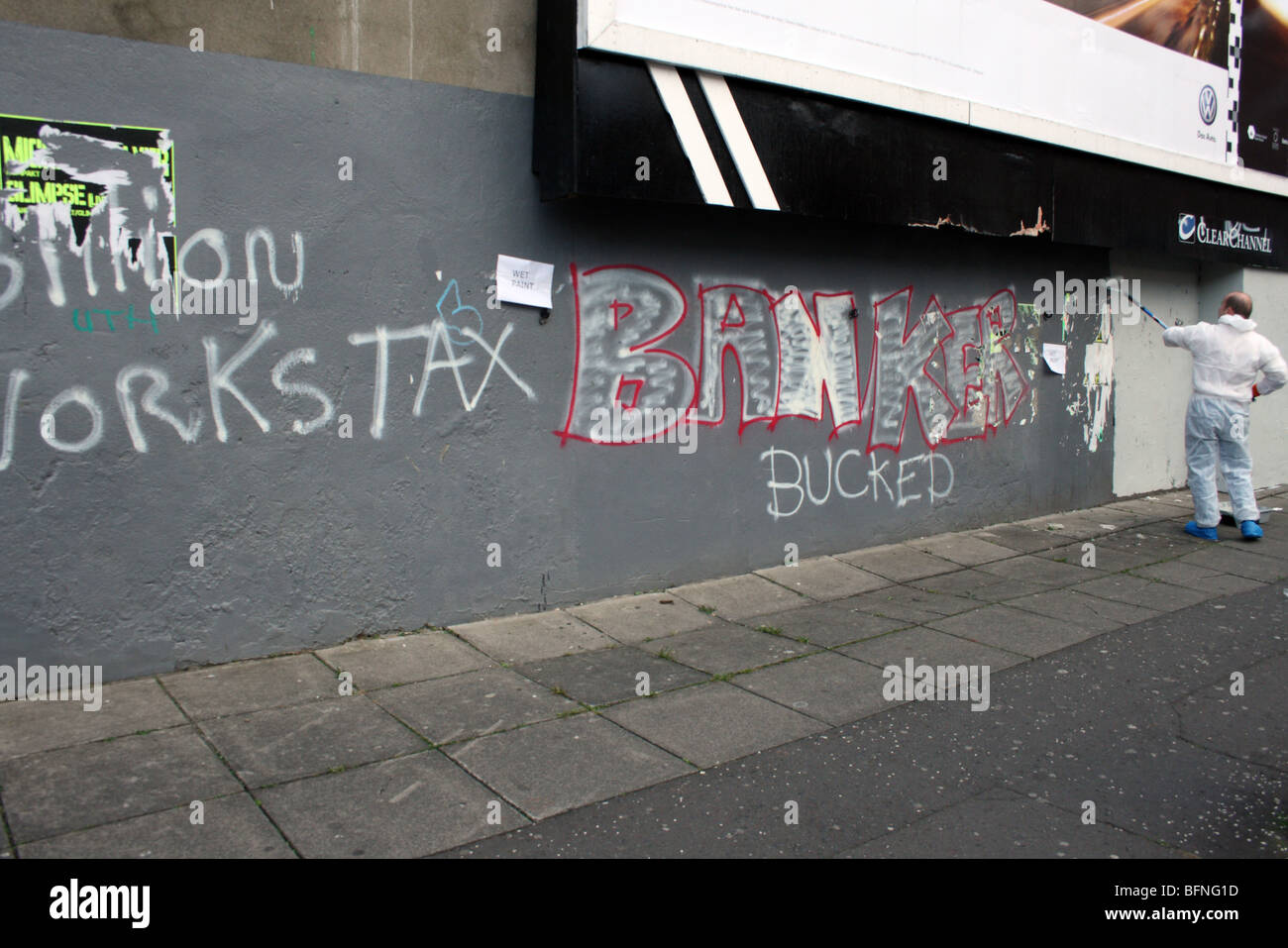 Graffiti Painter. Painter employed by Belfast City Council to paint over graffiti in down town