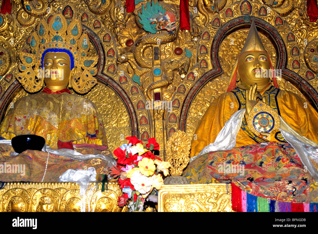 Potala palace. Capilla Lineage. Shakamuni and Dalai Lama. Lhasa. Tibet Stock Photo