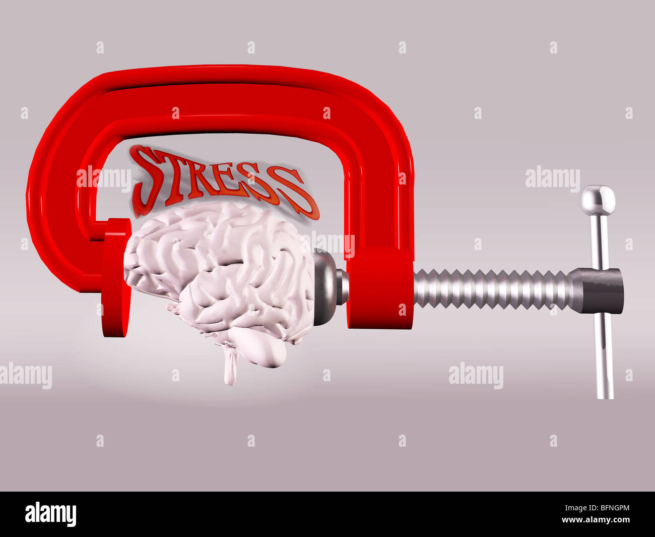human brain in a vise illustrating the concept of stress Stock Photo