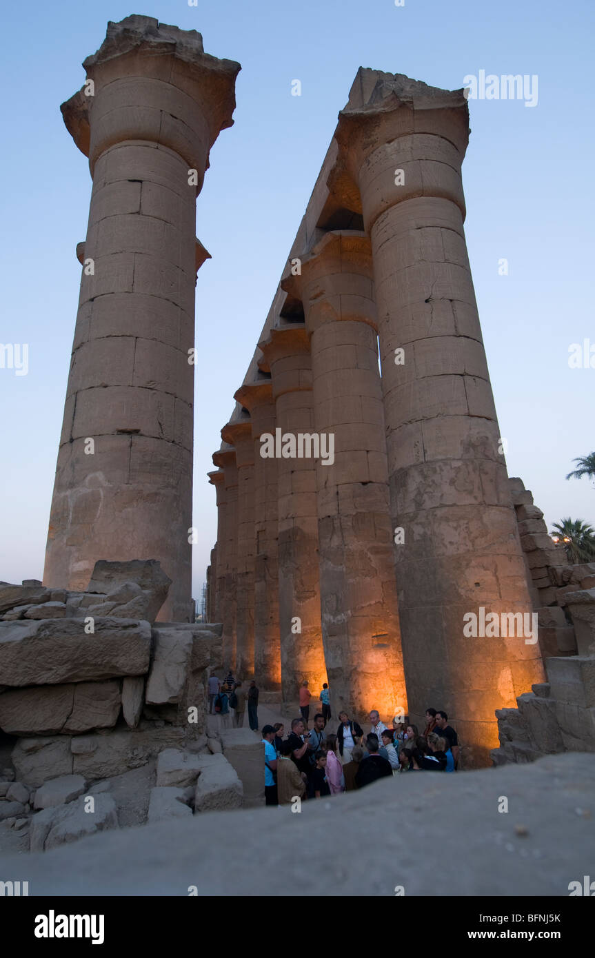 Huge columns in the temple of Luxor Egypt Stock Photo