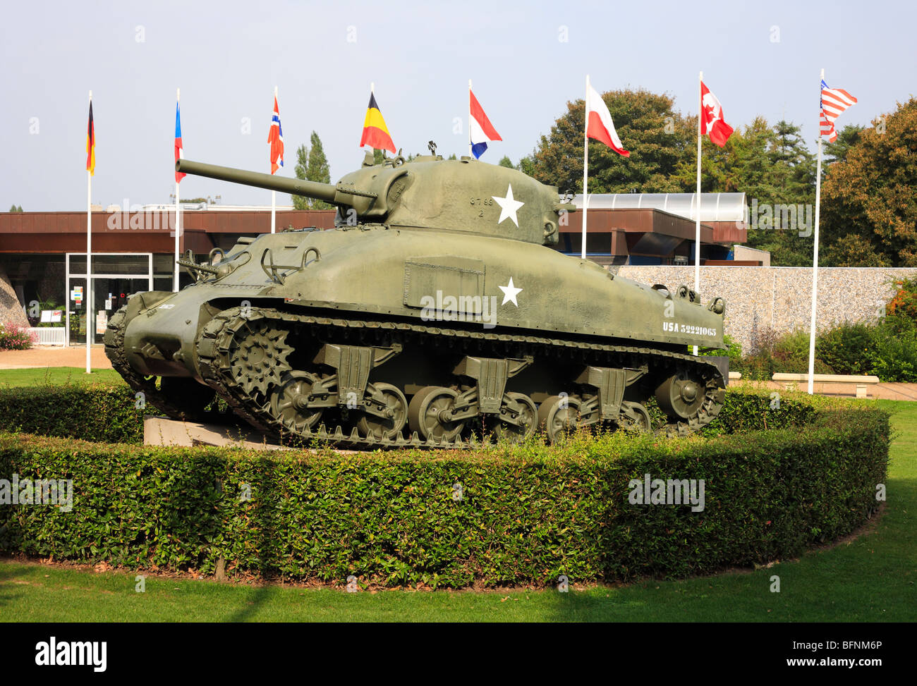 American sherman tank at the museum of the battle of normandy bayeux