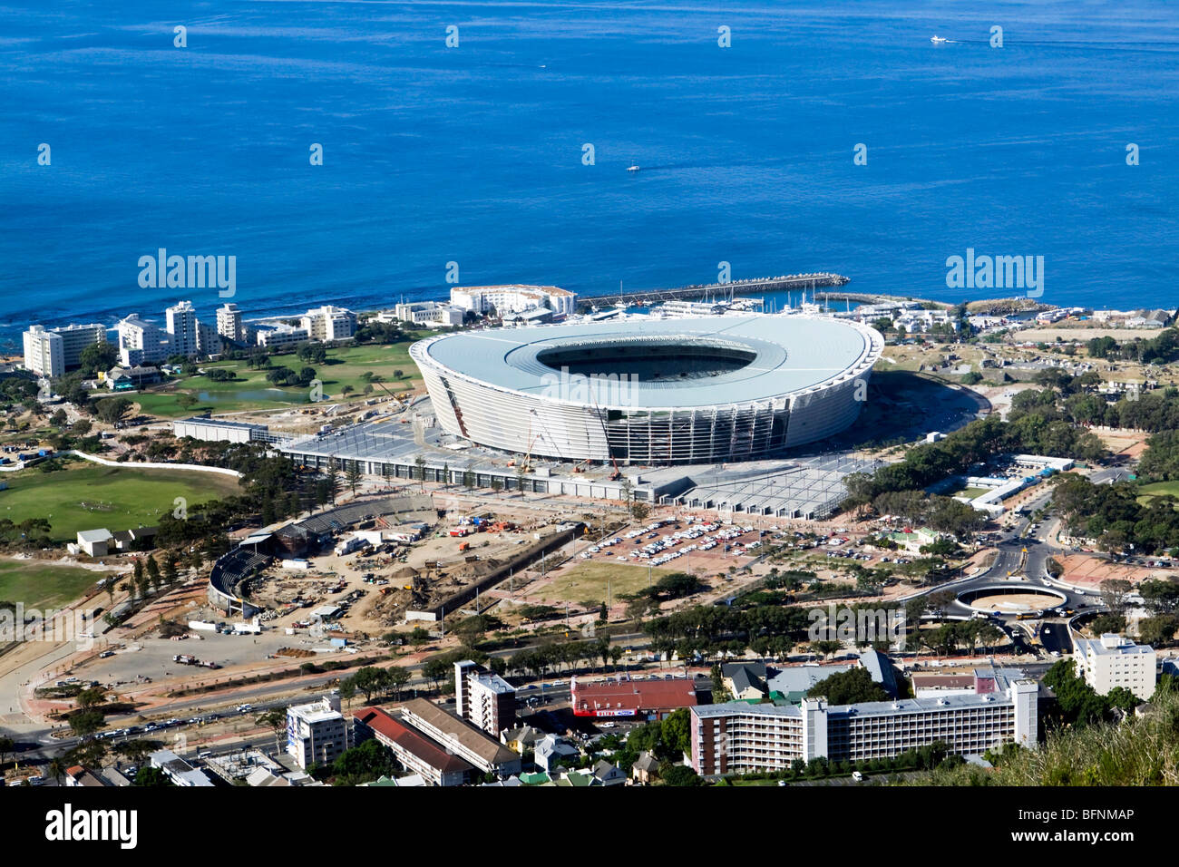 The soccer stadium in Green Point, Cape Town, South Africa, one of the host stadiums for the FIFA Soccer World Cup in 2010 Stock Photo