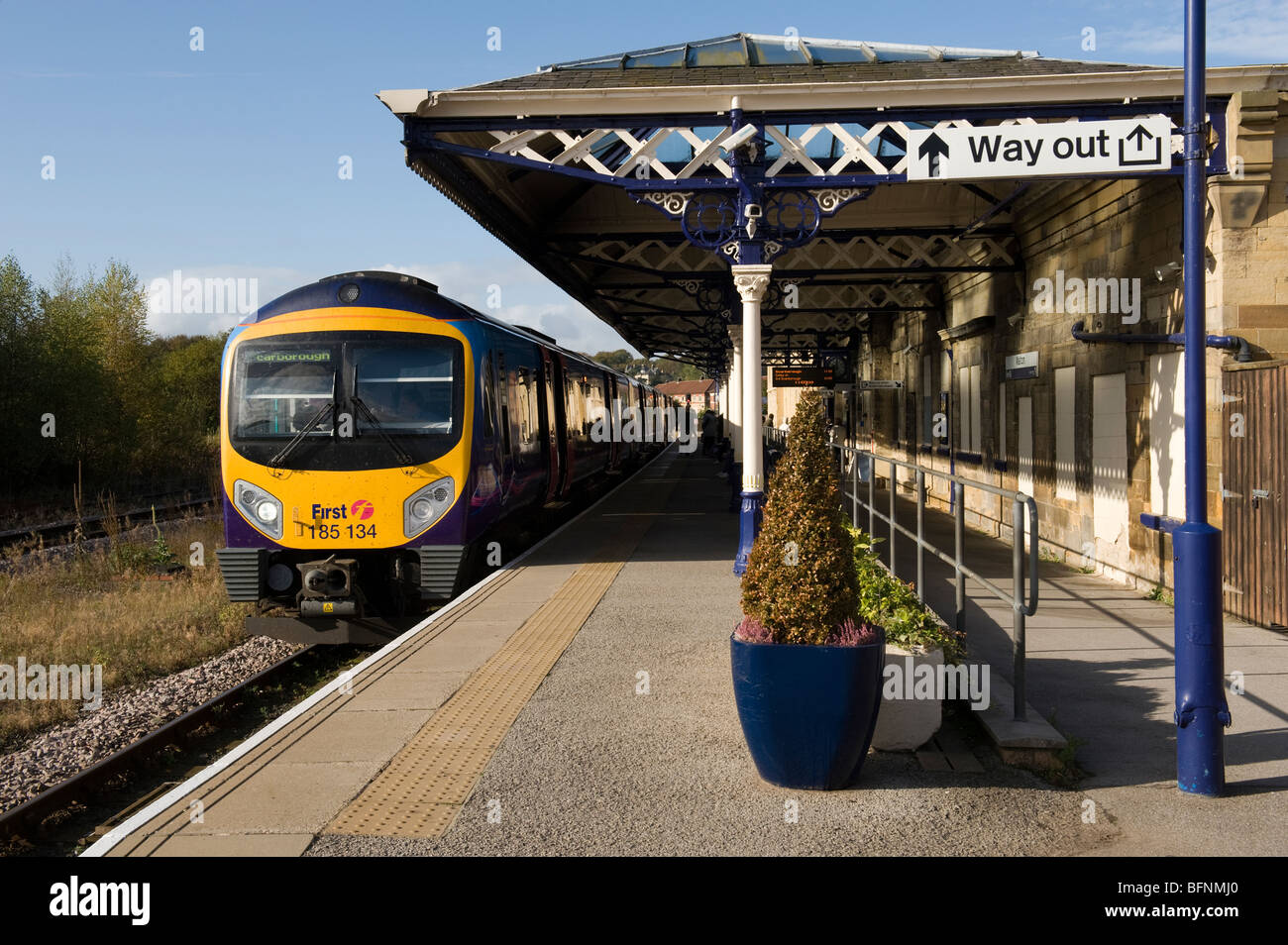 First Group Train at Morton Station, Yorkshire Stock Photo