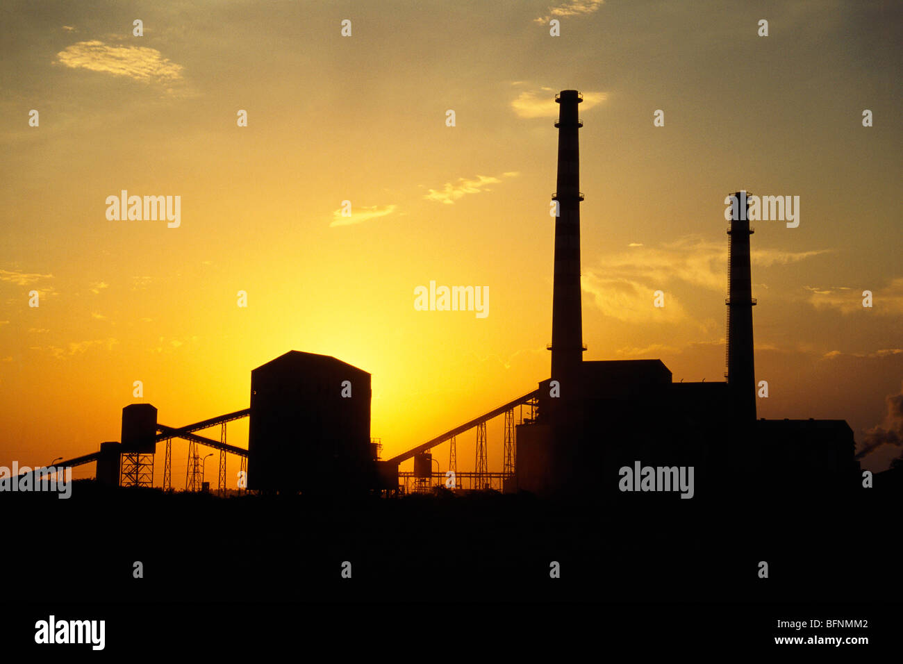 paper mill chimney silhouette Barbodhan Surat Gujarat India Stock Photo