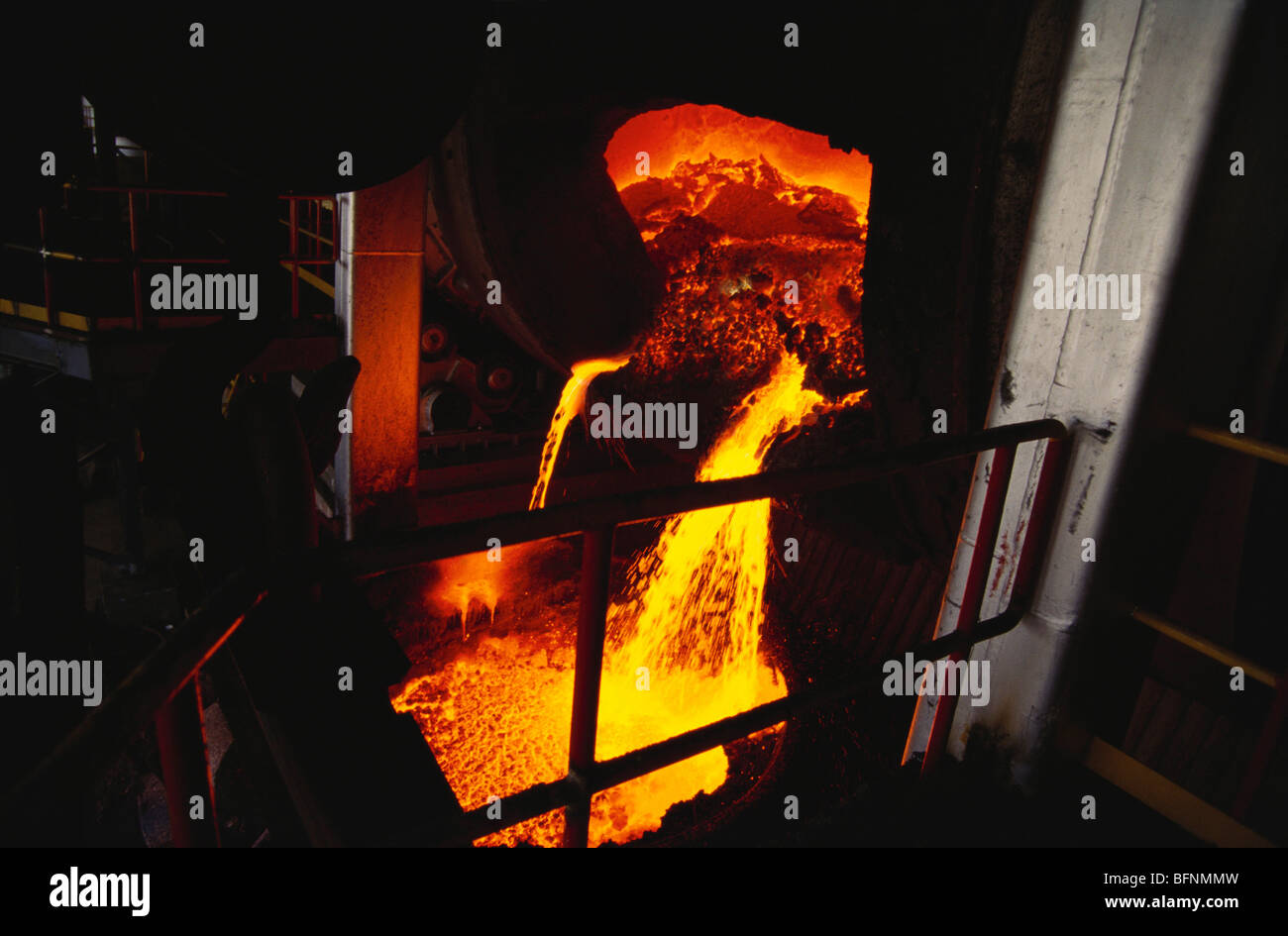 molten metal copper pouring ; India Stock Photo