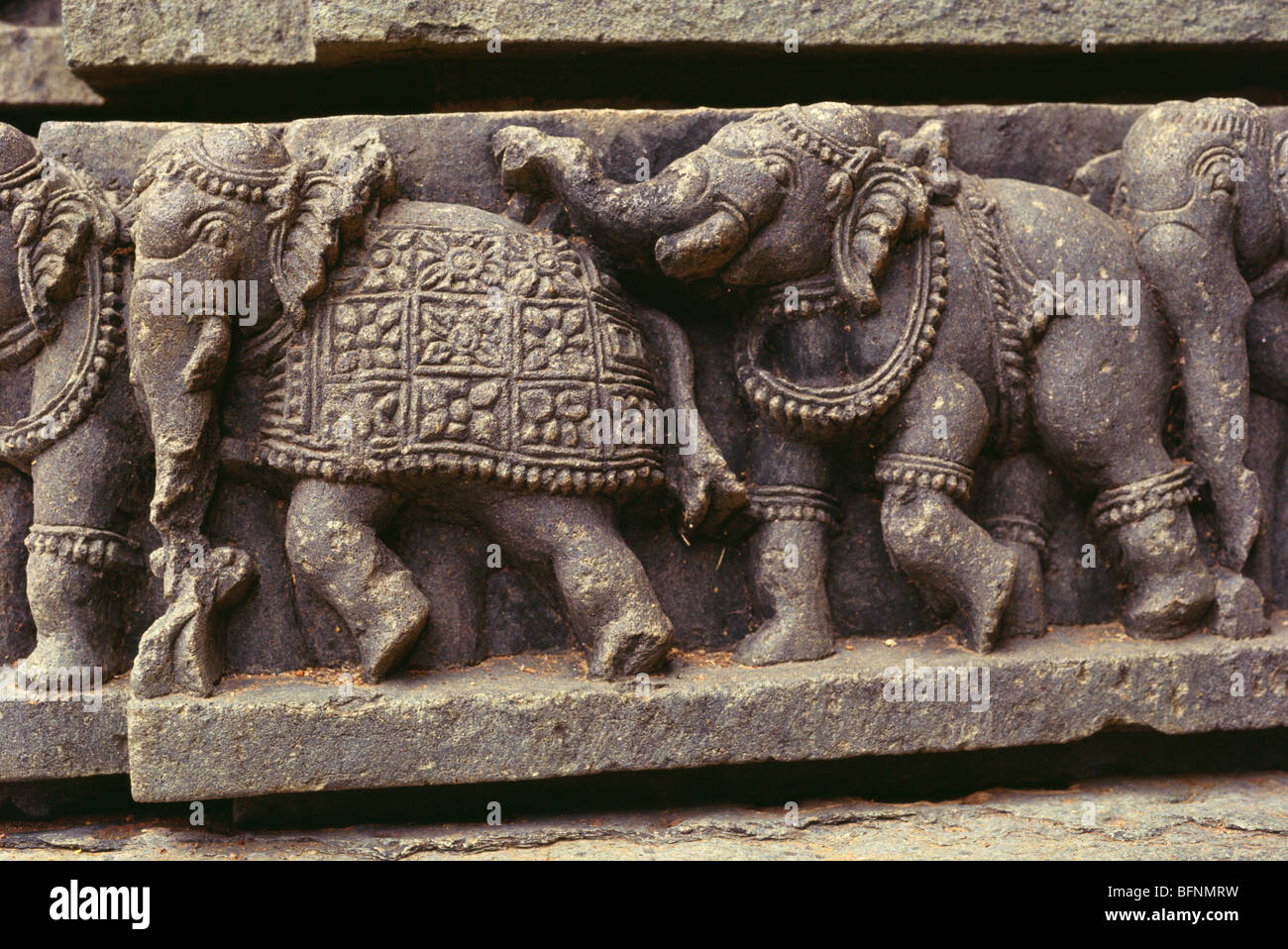 elephants relief sculpture; Prasanna Chennakesha temple; Somanathapura; Karnataka; India; asia; Chennakesava Temple; Keshava temple; Kesava Temple; Stock Photo