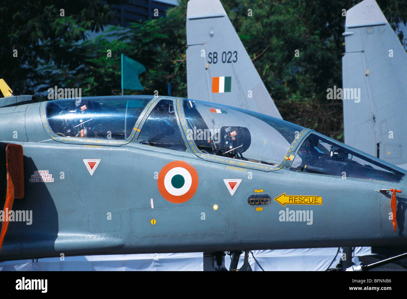 Jaguar air craft ; Indian air force ; Chhatrapati Shivaji Maharaj International Airport or Sahar ; Bombay Mumbai ; Maharashtra Stock Photo