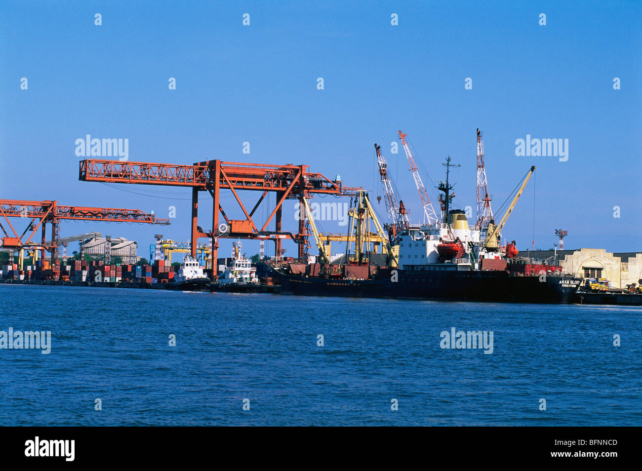 Container terminal ; Cochin port ; kochi ; Kerala ; India ; asia Stock Photo