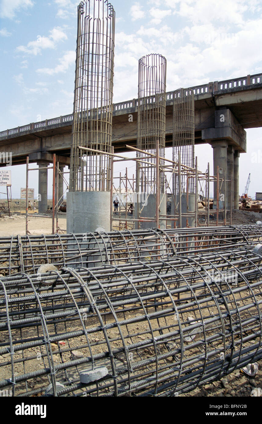 Steel bars for making pillars for bridge Bombay Mumbai Maharashtra India Asia Stock Photo
