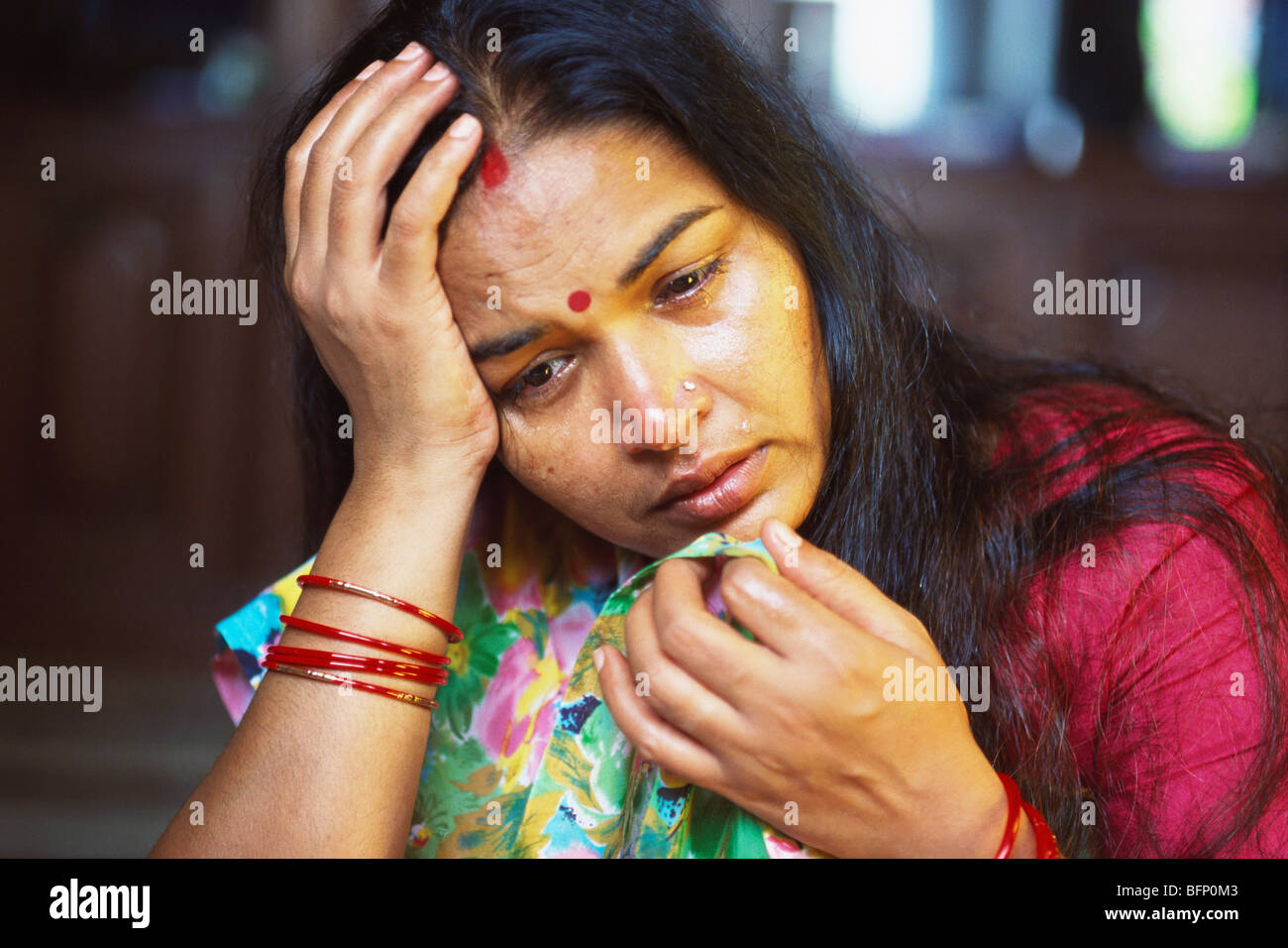 Indian woman crying India MR201 Stock Photo Alamy