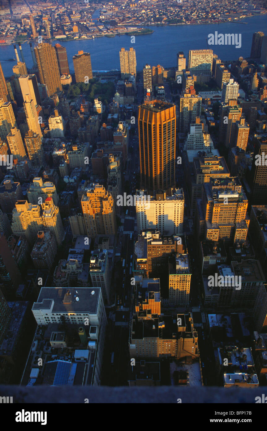 Manhattan buildings aerial ; New York from top of Empire State building ; New York ; USA ;  United States of America Stock Photo