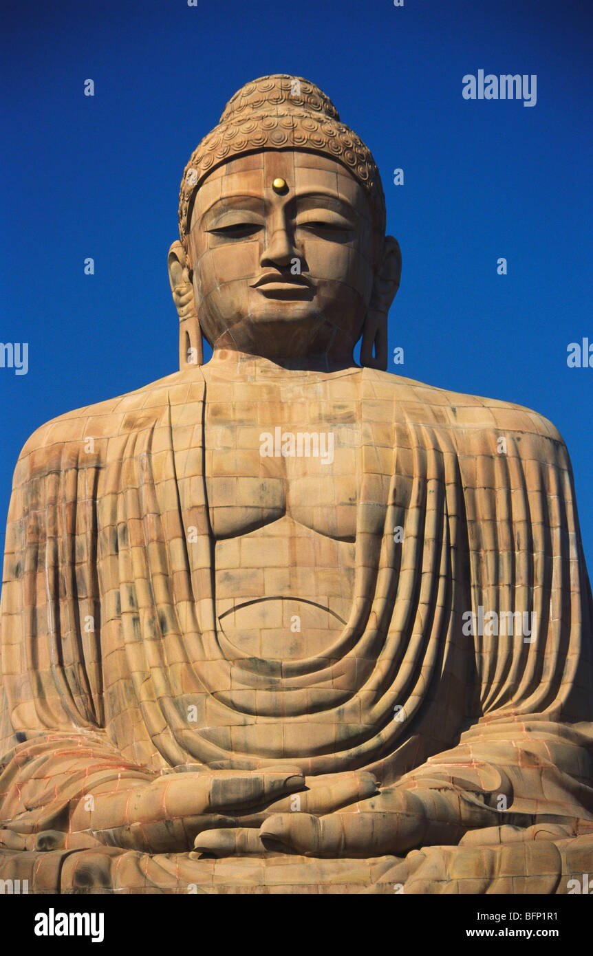 Great Lord Buddha stone statue ; Bodhgaya ; Bodh gaya ; Bihar ; India