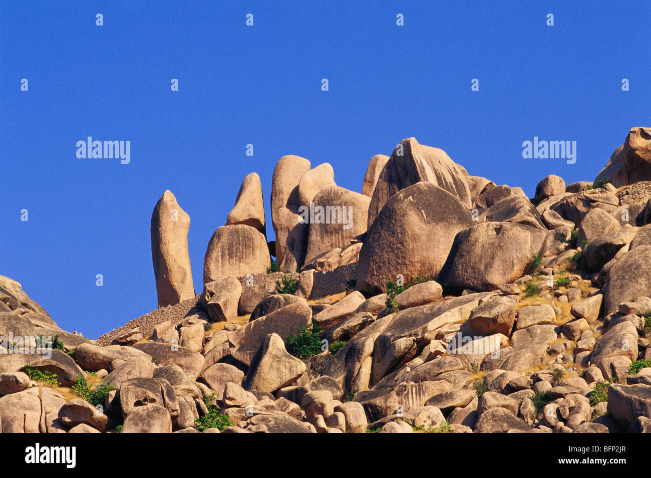 Stone boulders rocks ; Aravalli mountain Range ; Idar ; Sabarkantha ...