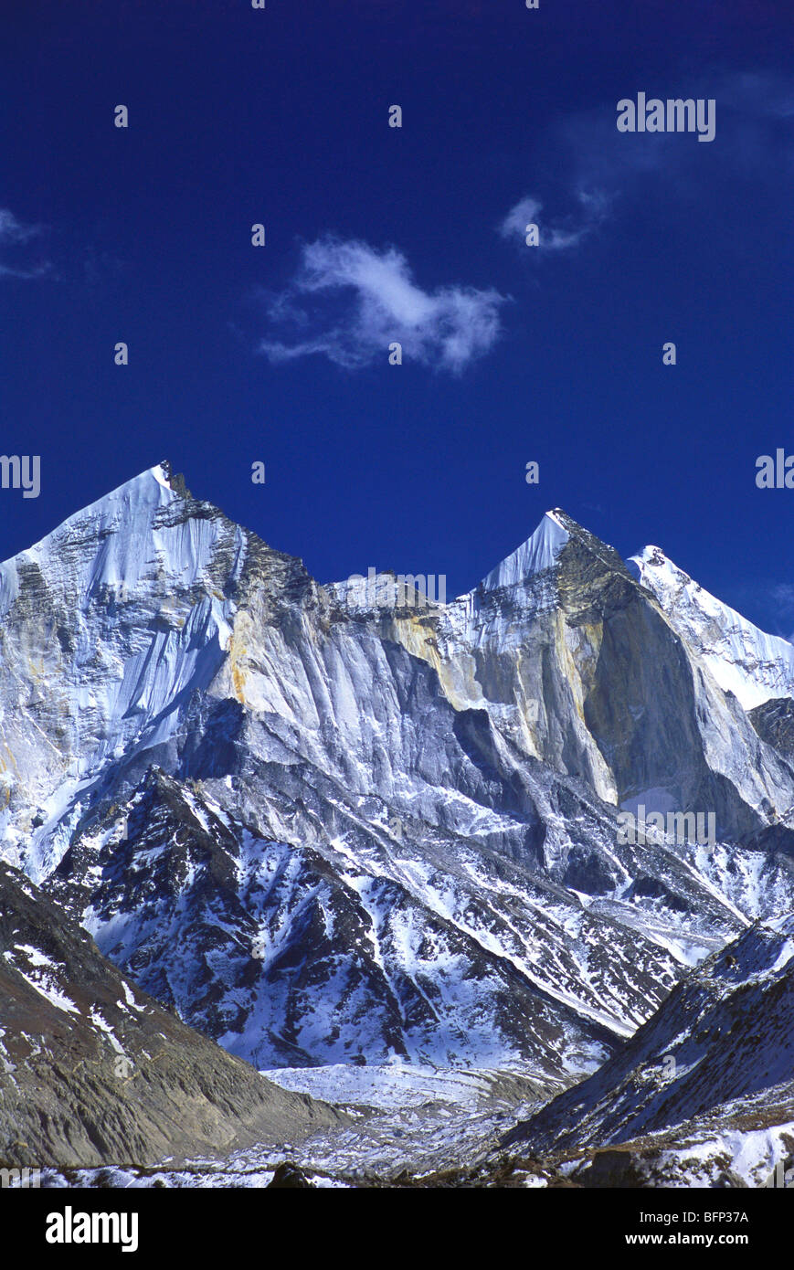 JRR 63377 : Group of Bhagirathi peak ; Gangotri ; Uttaranchal Uttarakhand ; India Stock Photo