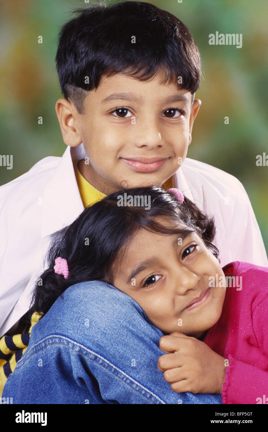 Indian child children ; boy and girl ; brother and sister ; portrait