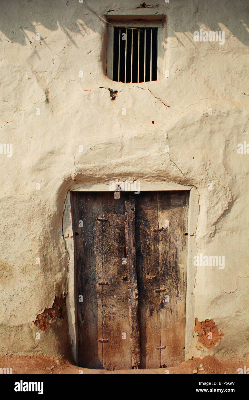 Locked door and window of house in Lord Rama Rajapur Chitrakoot ...