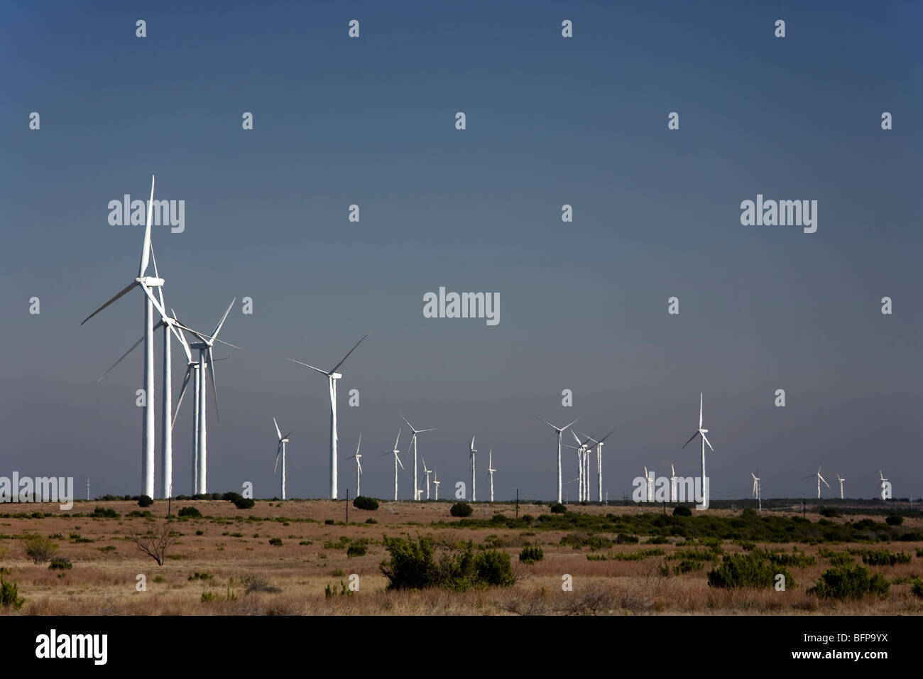McCamey, Texas - USA. Wind turbines near McCamey, Texas. The area is known as the 'Wind Energy Capital of Texas'. Stock Photo