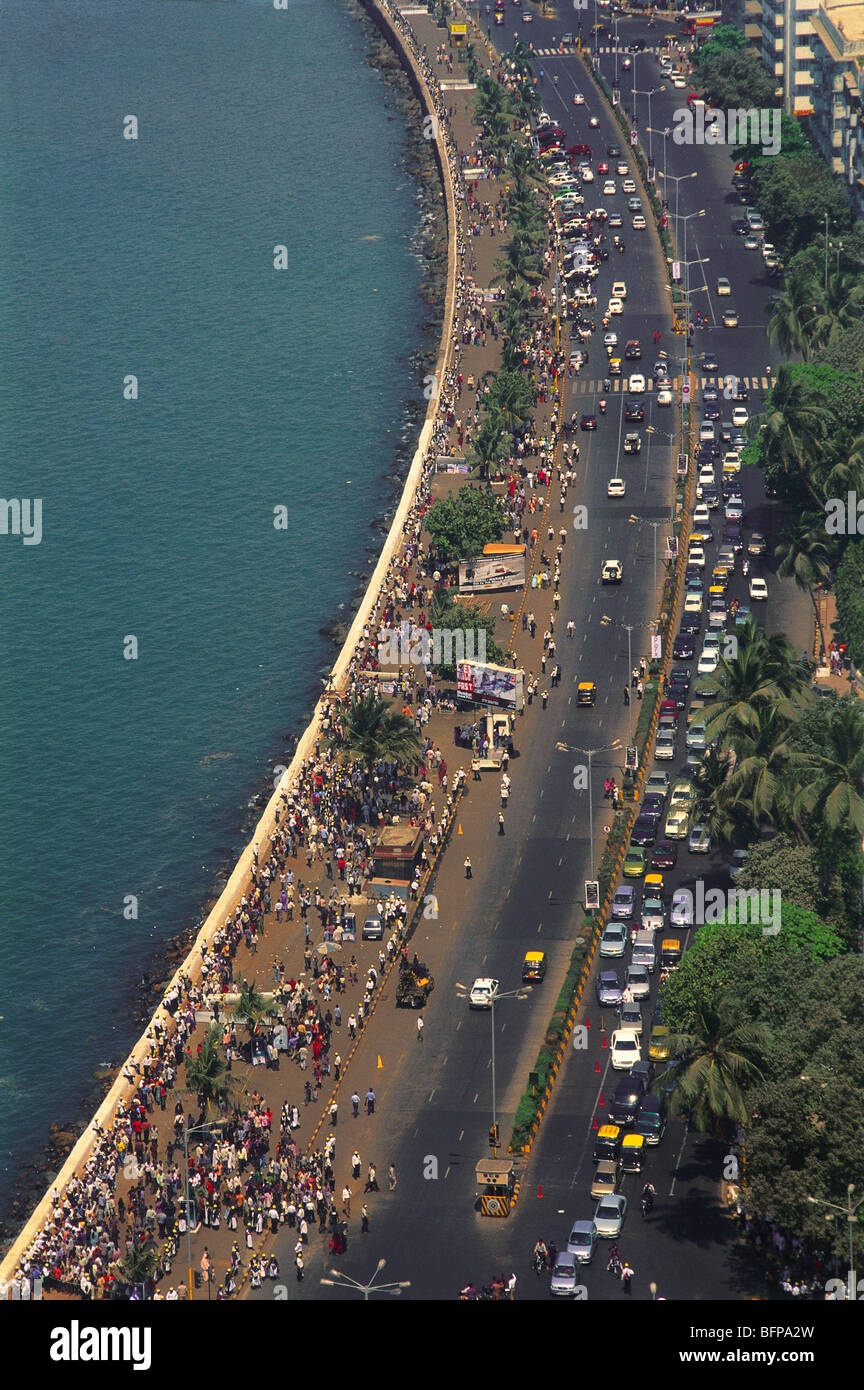 MMN 65390 Aerial view of Marine Drive ; Bombay Mumbai ; Maharashtra