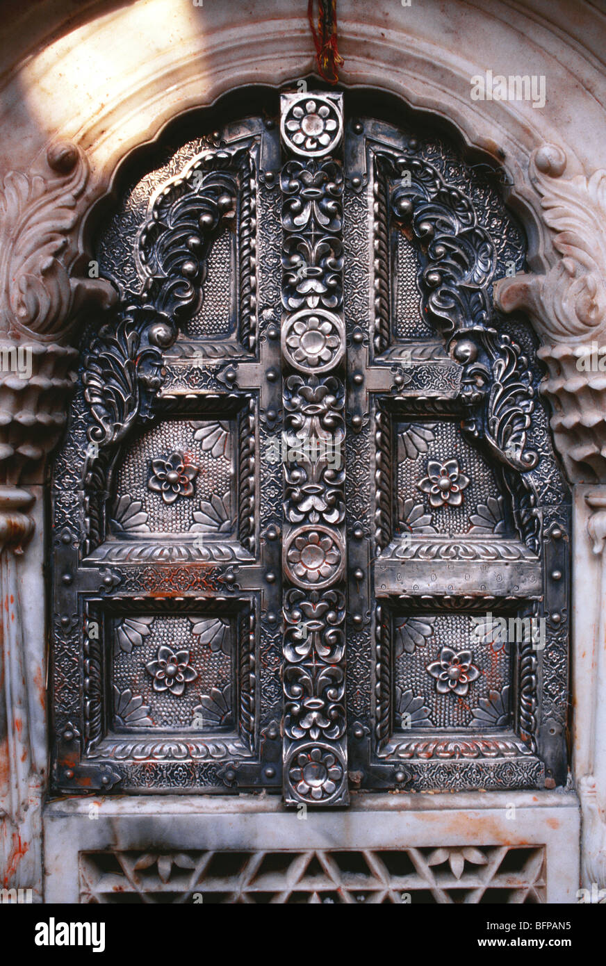 Deshnok Karnimata temple silver door, Bikaner, Rajasthan, India Stock Photo