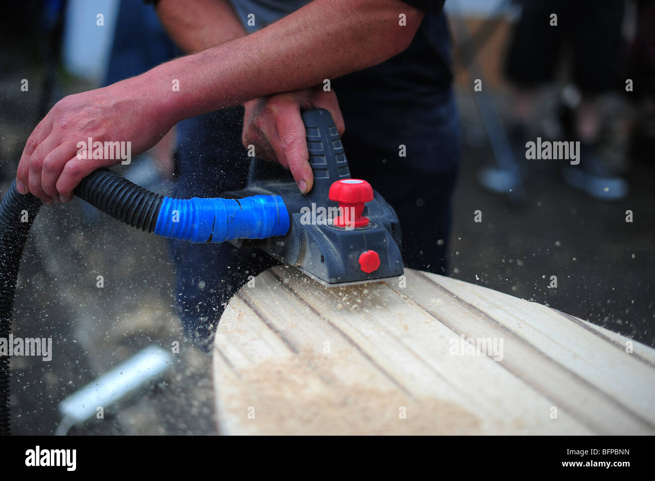 A n alaia surfboard shaping event at a Loosefit surf shop in Braunton